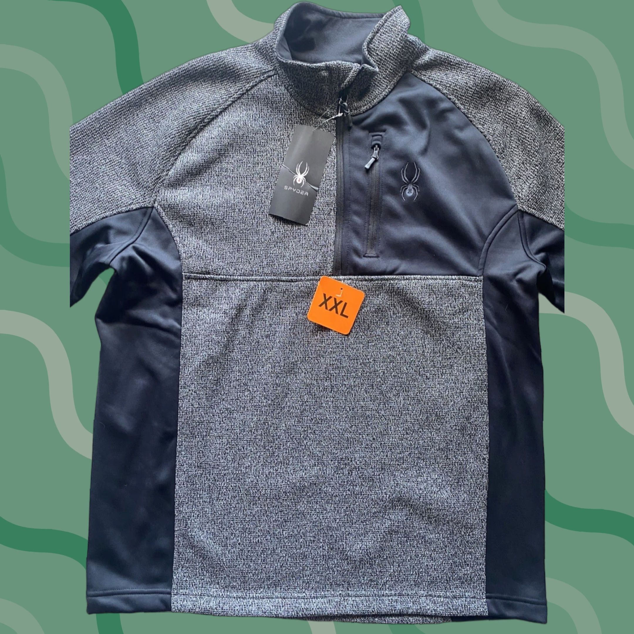 Spyder NWT Spyder Jacket 2XL Men Gray 1/4 Zip Pullover Pocket Logo Black Polyester Jacket Size US XXL / EU 58 / 5 - 1 Thumbnail