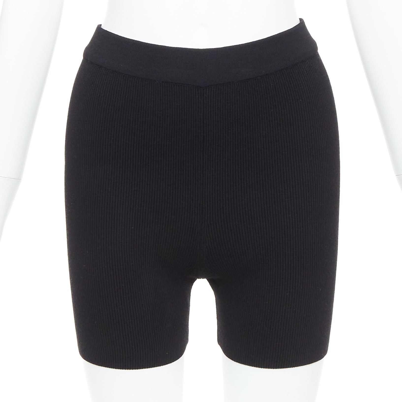 Jacquemus JACQUEMUS black viscose blend minimal knitted cyclist shorts FR36 S Size 27" / US 4 / IT 40 - 1 Thumbnail