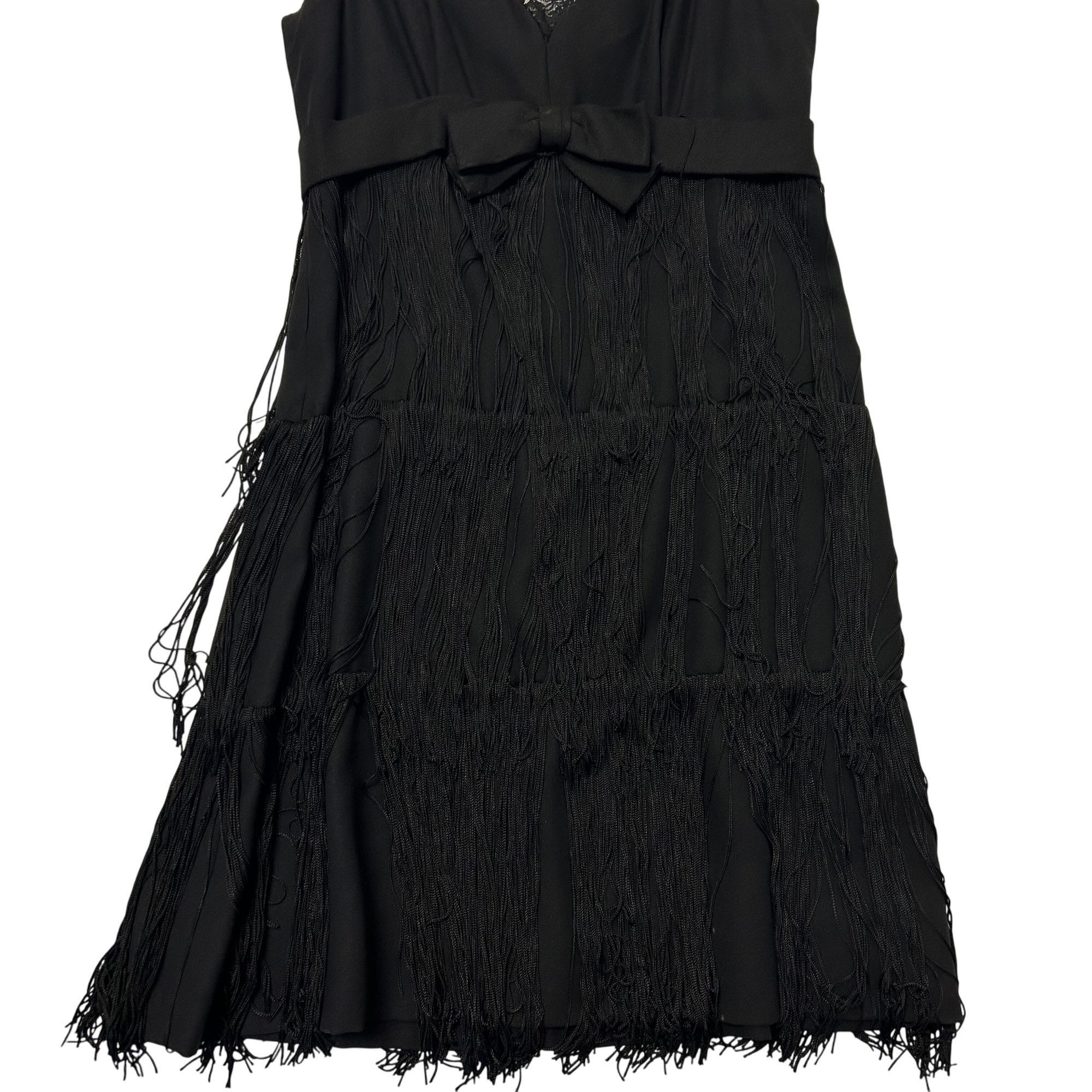 Vintage 1920's Black 3 Tier TASSEL Evening Cocktail FLAPPER Dress S Size S / US 4 / IT 40 - 6 Thumbnail