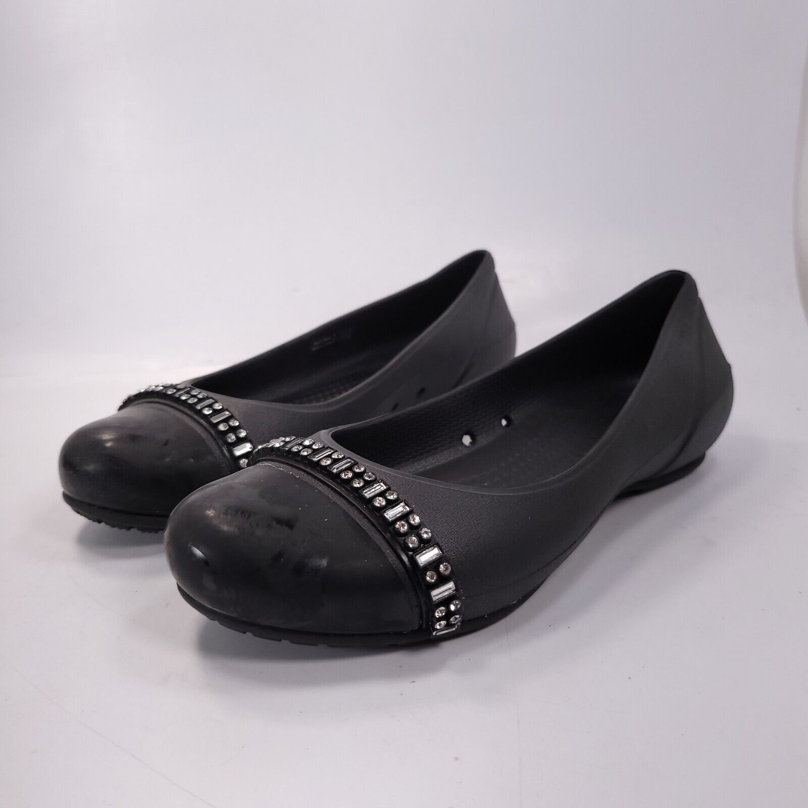 Crocs Crocs Slip Ballet Flat Womens Size 7 Black Rubber Round Toe Size US 7 / IT 37 - 1 Thumbnail