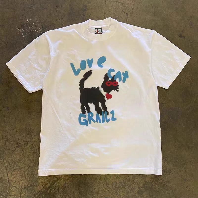 Japanese Brand White Washed Vintage Cat Print T-Shirt Size US M / EU 48-50 / 2 - 1 Thumbnail