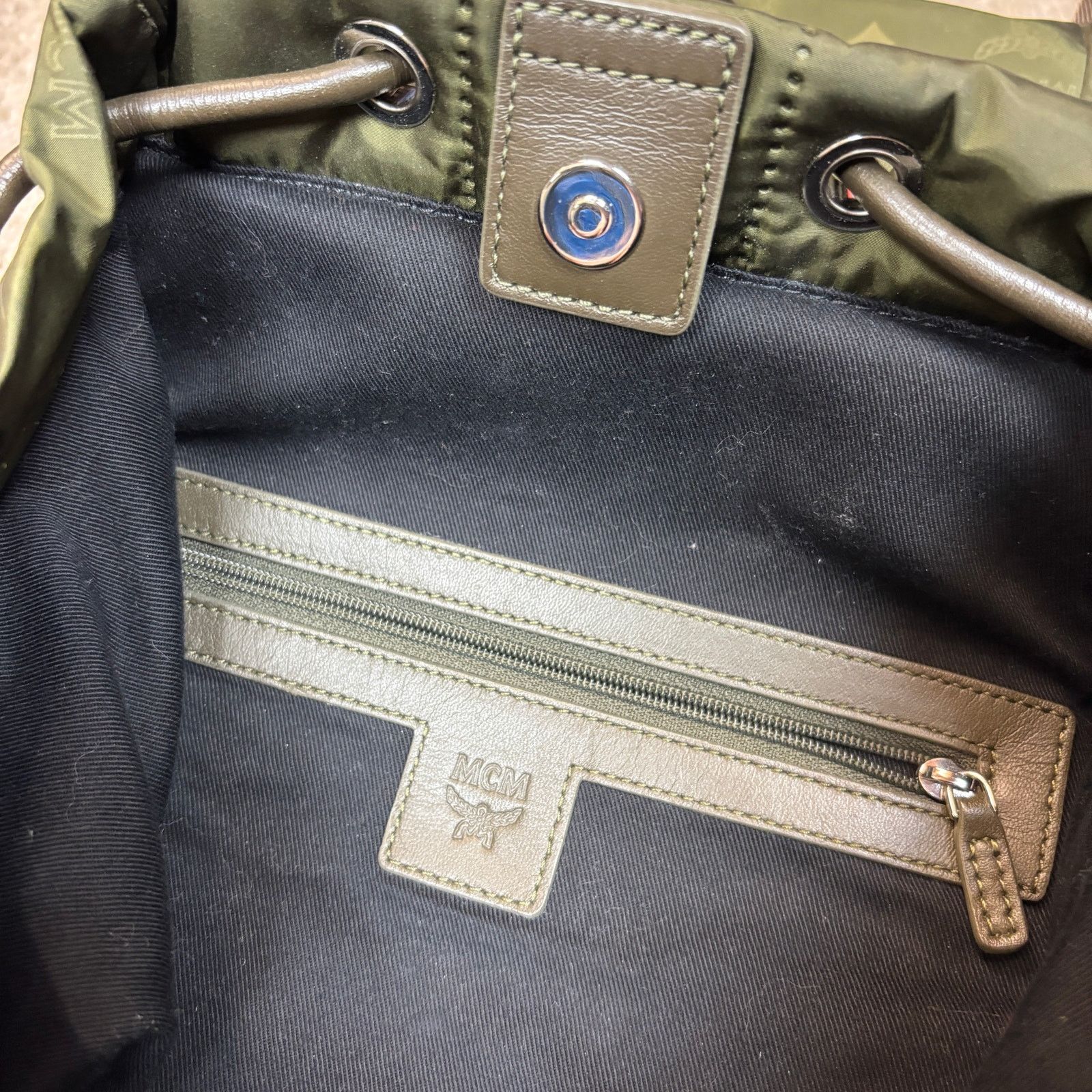MCM MCM Dieter Green Monogram Two Pocket Nylon Backpack Rucksack Size ONE SIZE - 6 Thumbnail