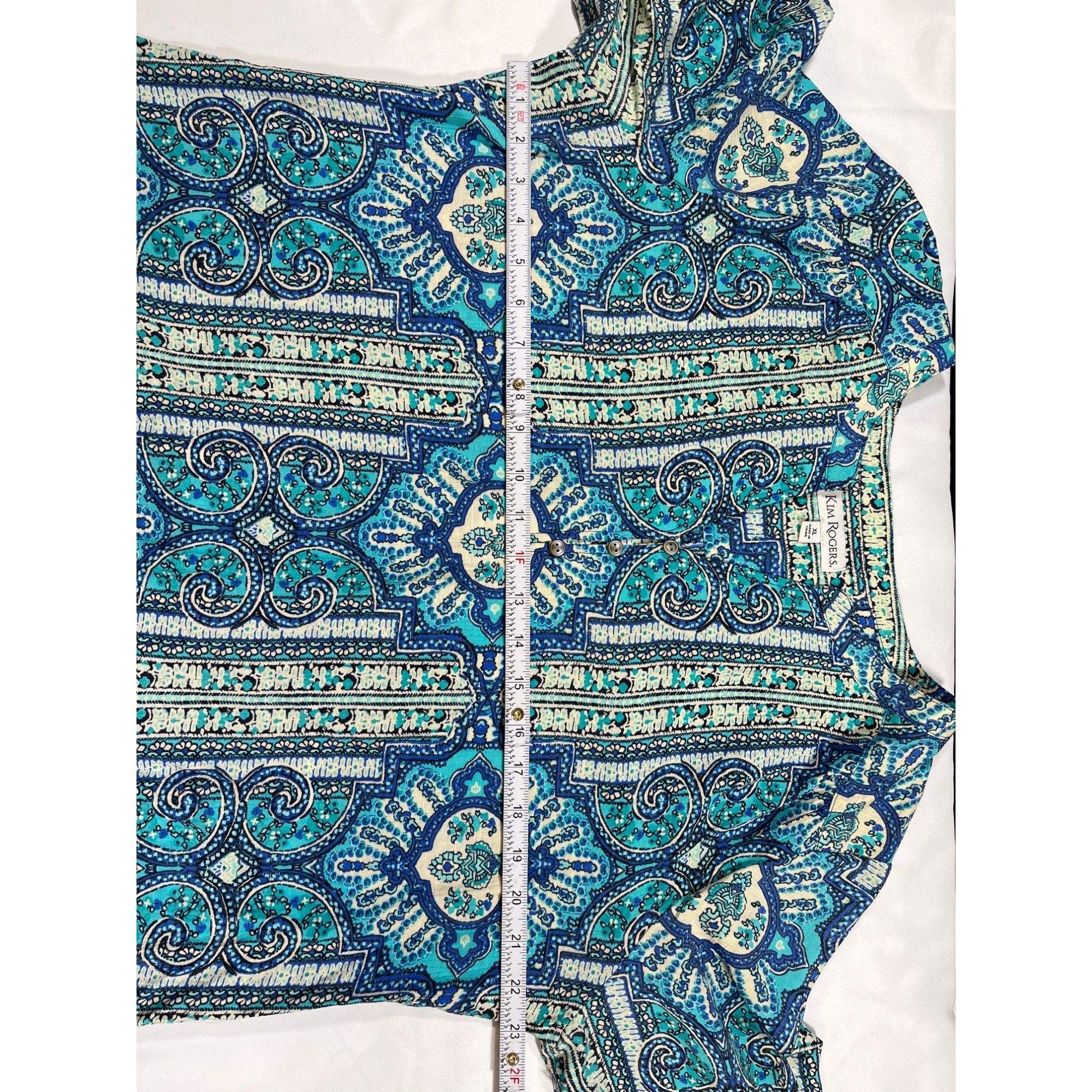 Other Kim Rogers SKU 7729 Womens Blue and Green Paisley Blouse Siz Size XL / US 12-14 / IT 48-50 - 3 Thumbnail