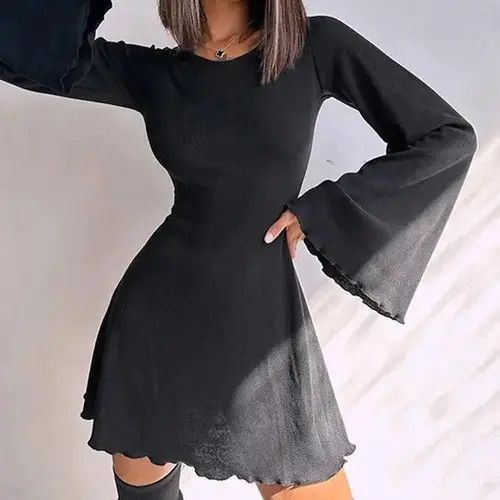 Japanese Brand × Vintage Black Autumn Mini Dress Size S / US 4 / IT 40 - 3 Thumbnail