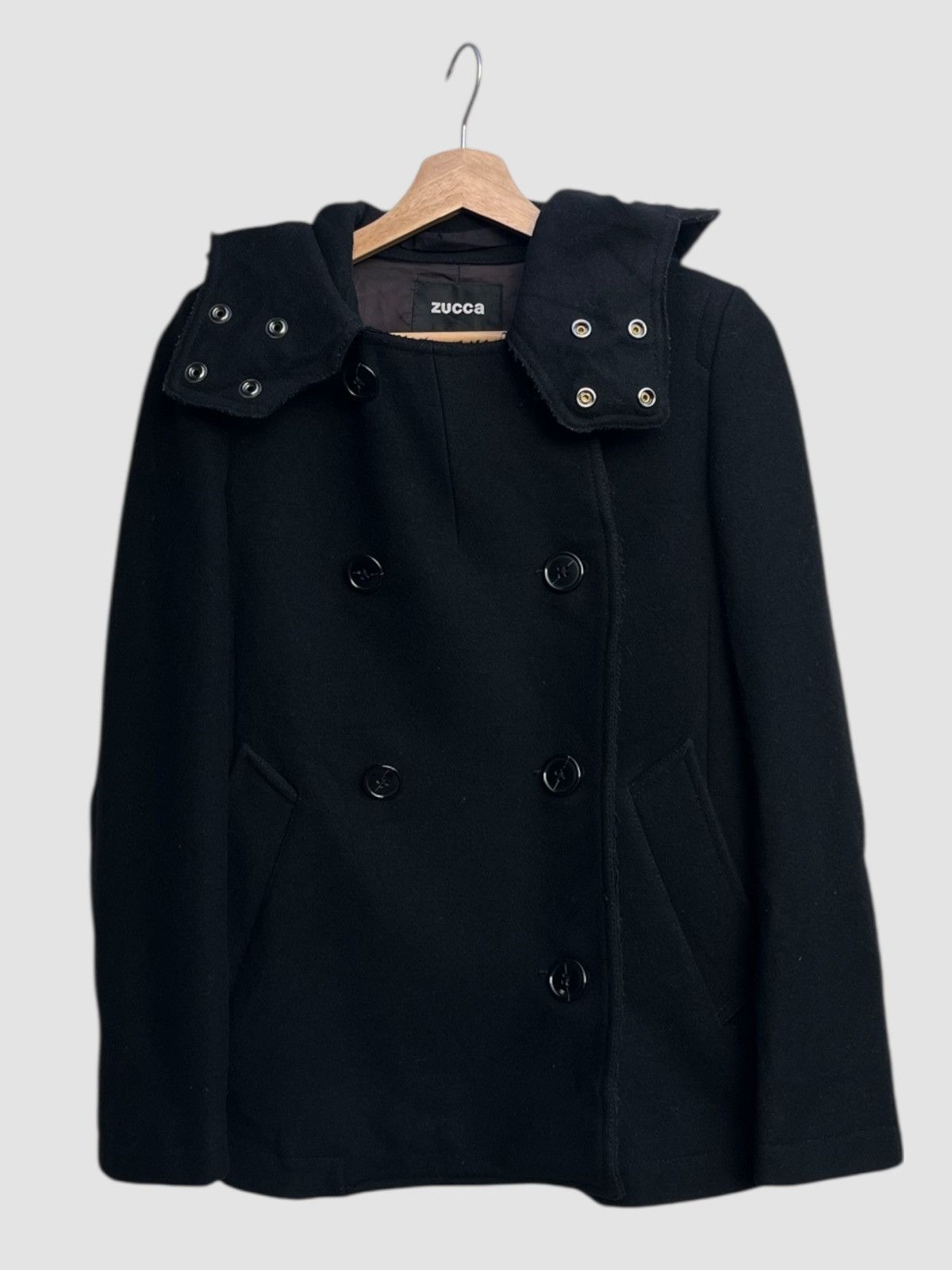 Zucca Zucca Double Breasted Wool Blend Hooded Jacket Size S / US 4 / IT 40 - 4 Thumbnail