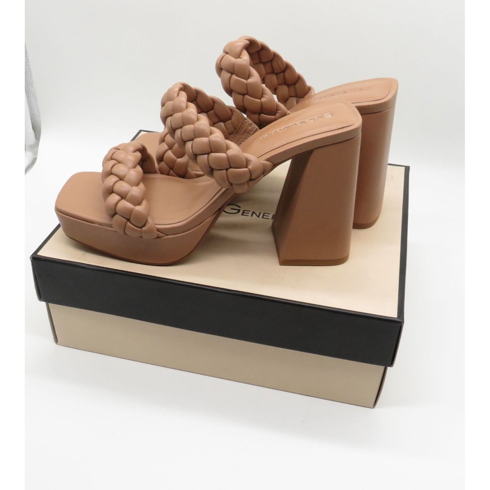Other BCBG Generation Women's Tan Braided Strap Block Heel Sandals Size US 10 / IT 40 - 1 Thumbnail