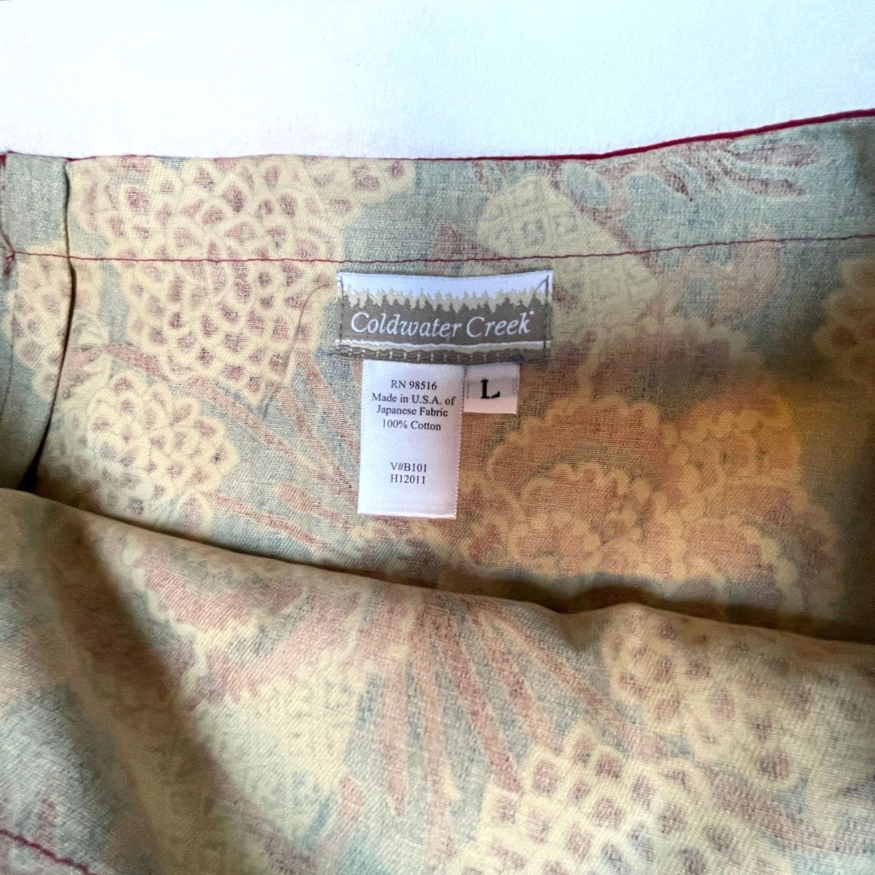 Coldwater Creek Coldwater Creek Wrap Skirt Women's Large Floral Print Blue Red Cotton Casual Size 36" / US 14 / IT 50 - 3 Thumbnail