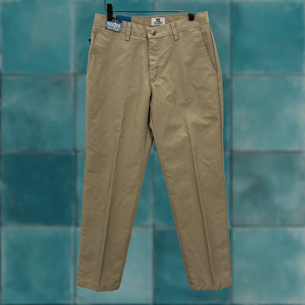 Lee Lee Total Freedom Pants Mens 30x32 Khaki Relaxed Flat Front No Iron Stretch Pockets Wrinkle Resistant Workwear Casual Shirt Dress Pants Size US 30 / EU 46 - 1 Thumbnail