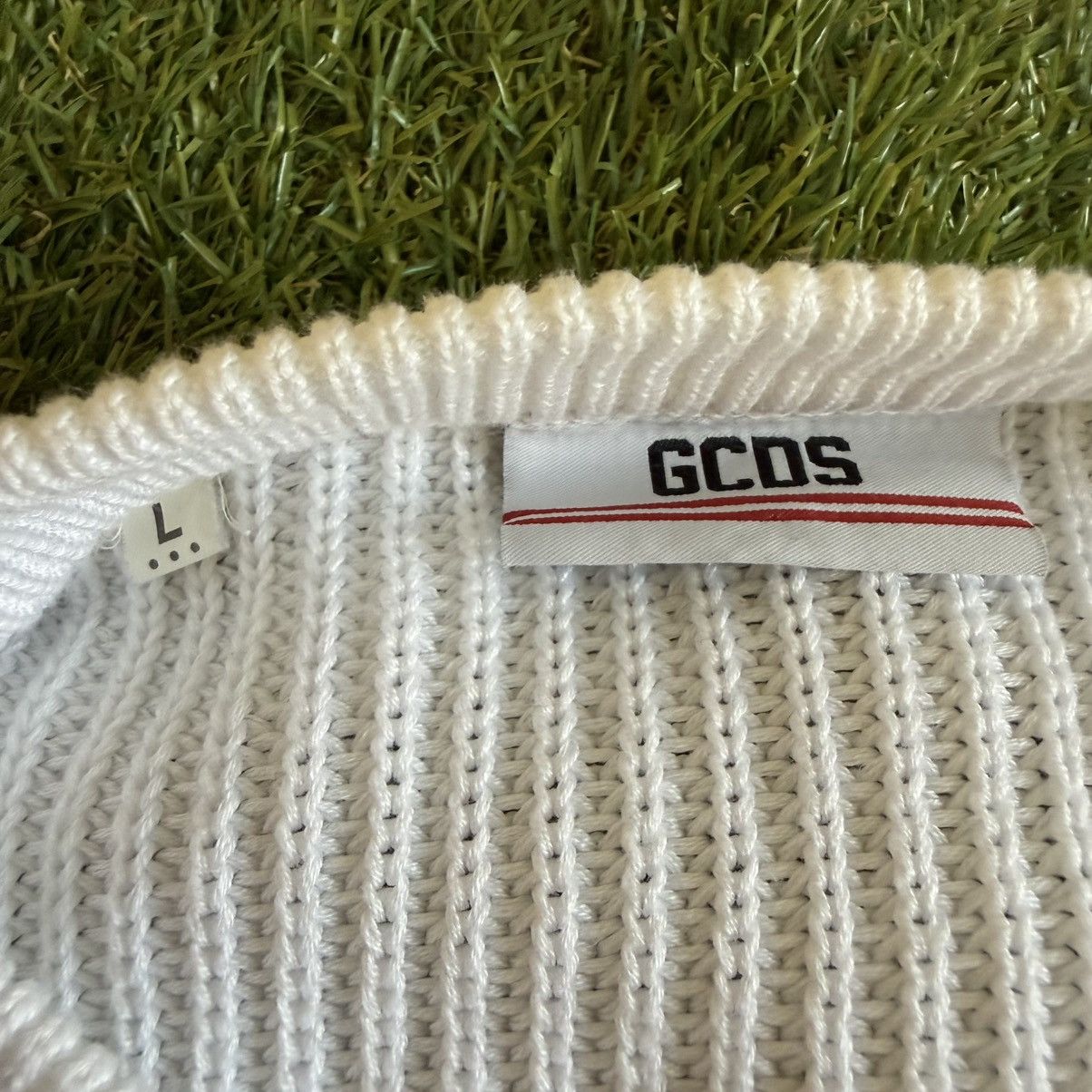 GCDS GCDS Sweater Cable Knit Jumper White Mens Sz L Made In Italy Size US L / EU 52-54 / 3 - 4 Thumbnail