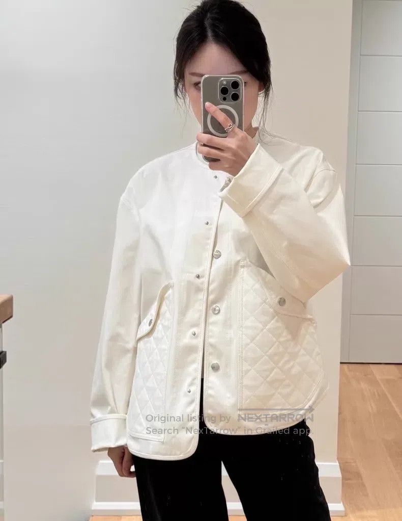 Hermes Hermes White Diamond Pocket Round Neck Jacket Size XS / US 0-2 / IT 36-38 - 1 Thumbnail
