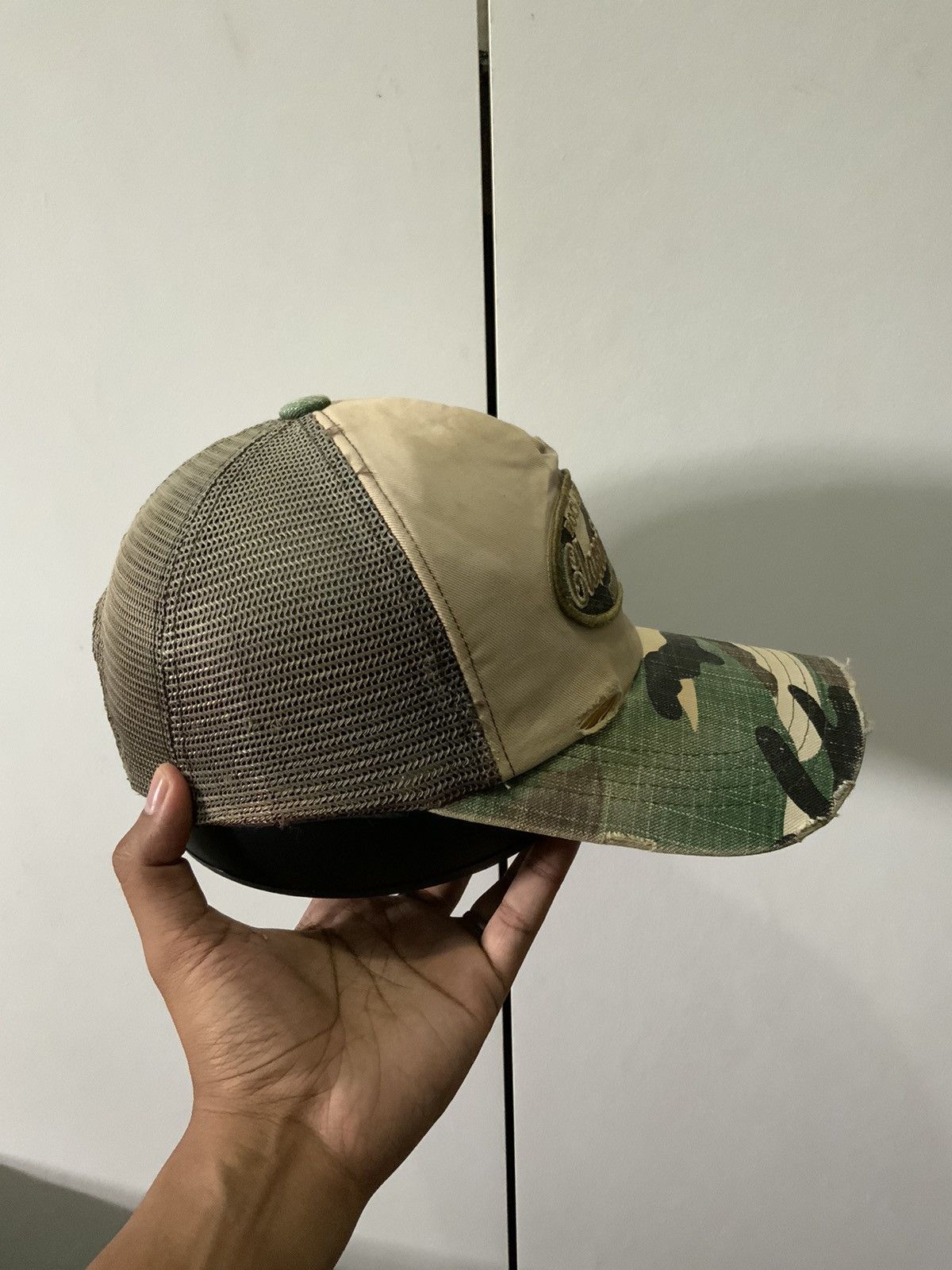 Japanese Brand Rock the Party Camoflauge Distressed Woodland Trucker Hat Size ONE SIZE - 5 Thumbnail