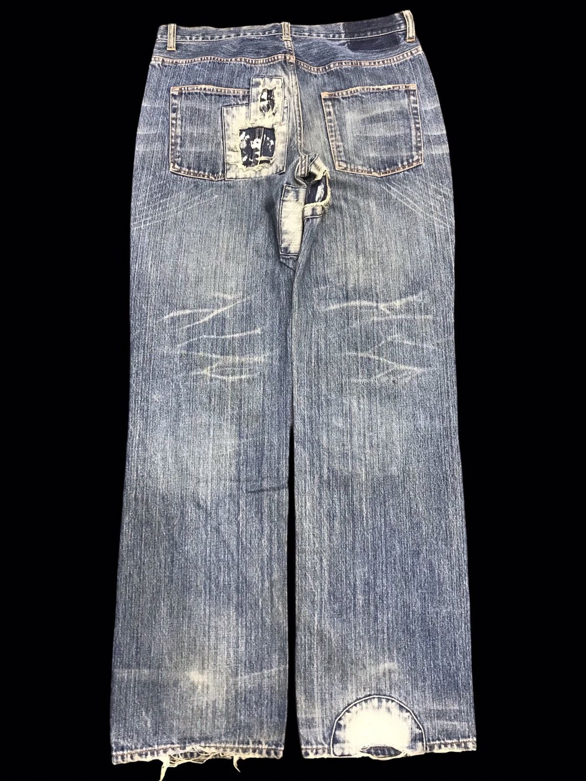 Designer 💥DENIM ART💥ZEROSAIL Japan Distressed Patchwork Denim F176 Size US 34 / EU 50 - 2 Thumbnail