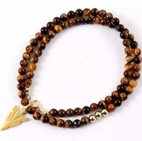 Other Men Arrow 6mm Brown Beaded Charm Necklace (G) Size ONE SIZE - 1 Preview