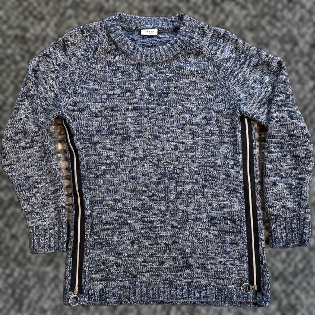 Akris VINTAGE AKRIS PUNTO Blue Knit Side Zip Pullover Sweater Women’s Size 10 US Crew Neck Long Sleeve Cotton Nylon Zipper Designer Size L / US 10 / IT 46 - 1 Thumbnail