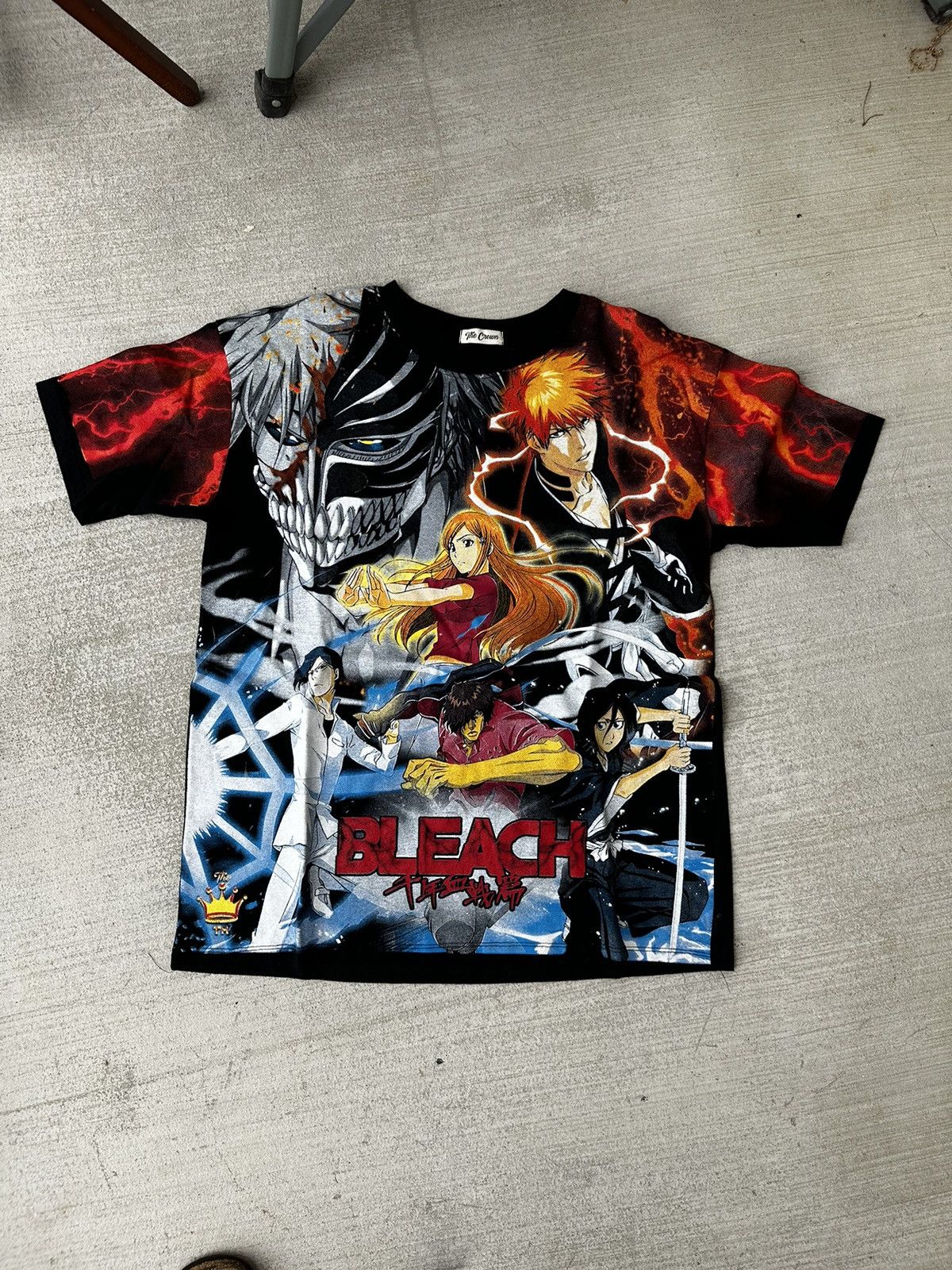 image of Vintage Bleach Anime All Over Print Tee in Black, Men's (Size XL)