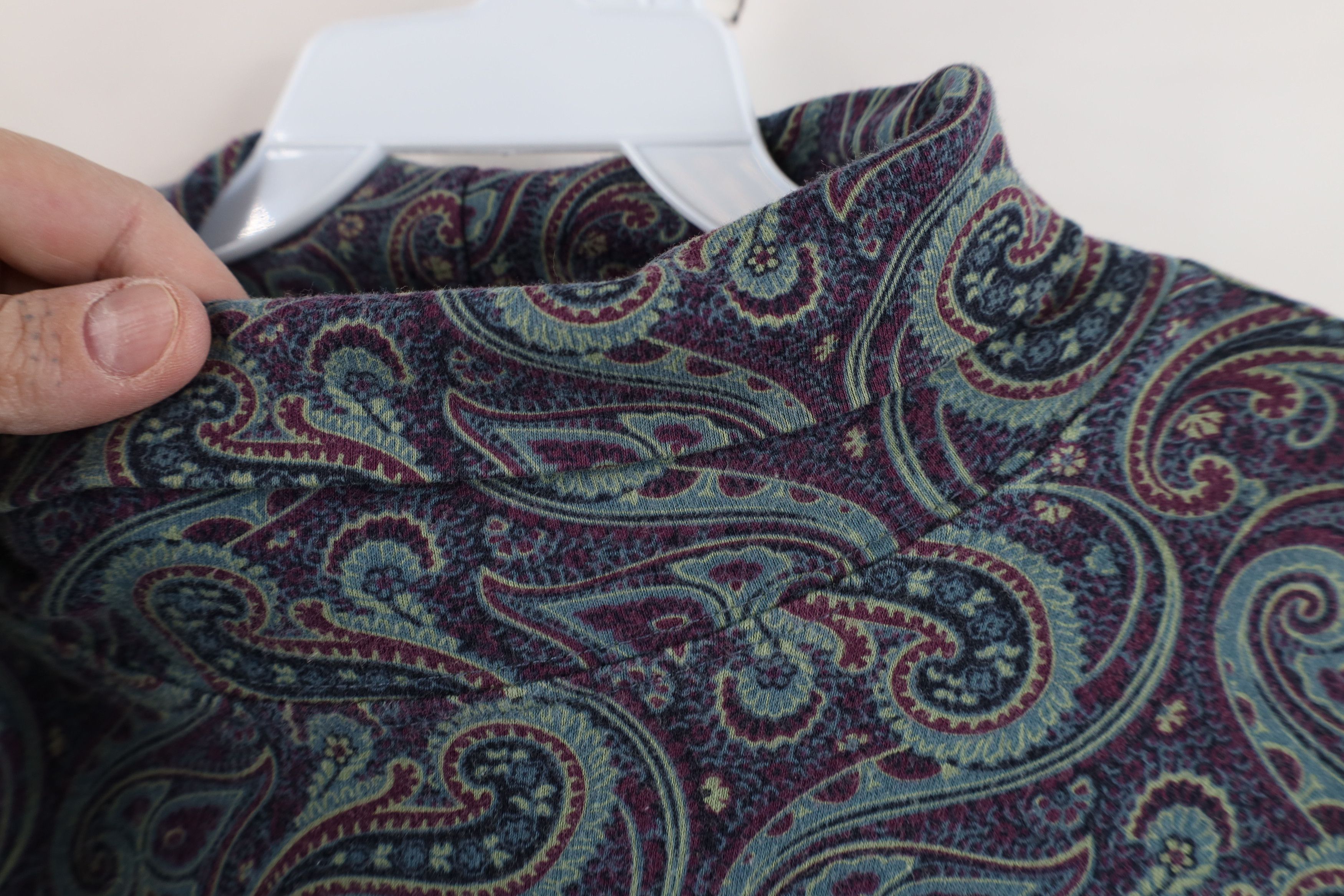 Lands' End × Vintage Vintage 90s Lands End Paisley Mock Neck Long Sleeve T-Shirt Size L / US 10 / IT 46 - 5 Thumbnail