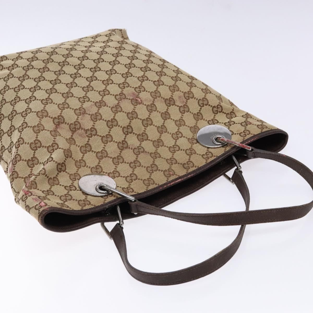 Gucci GUCCI GG Canvas Tote Bag Beige Silver Size ONE SIZE - 6 Thumbnail