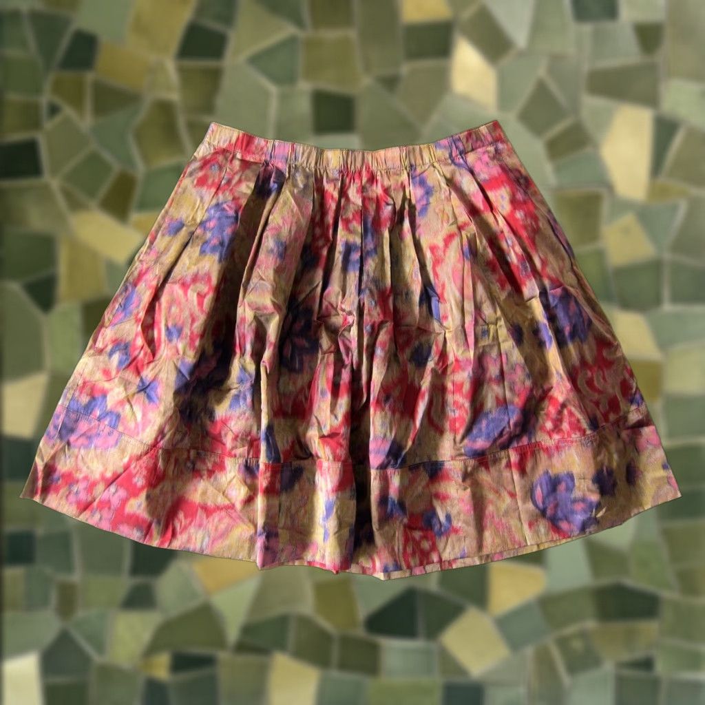 DKNY DKNY Silk Tie Dye Pleated A-Line Skirt Women Size 10 Purple KadBrown Red Size 32" / US 10 / IT 46 - 1 Thumbnail