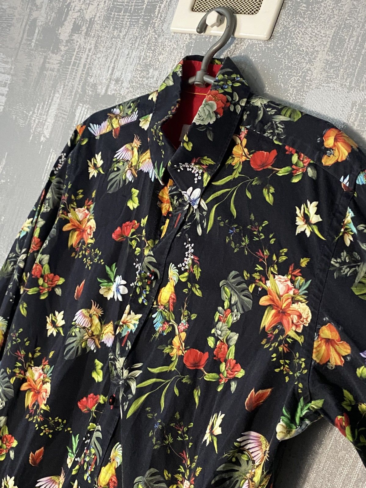 Designer Claudio Lugli Floral Bird Button Up Shirt Designer Luxury Size US L / EU 52-54 / 3 - 2 Thumbnail