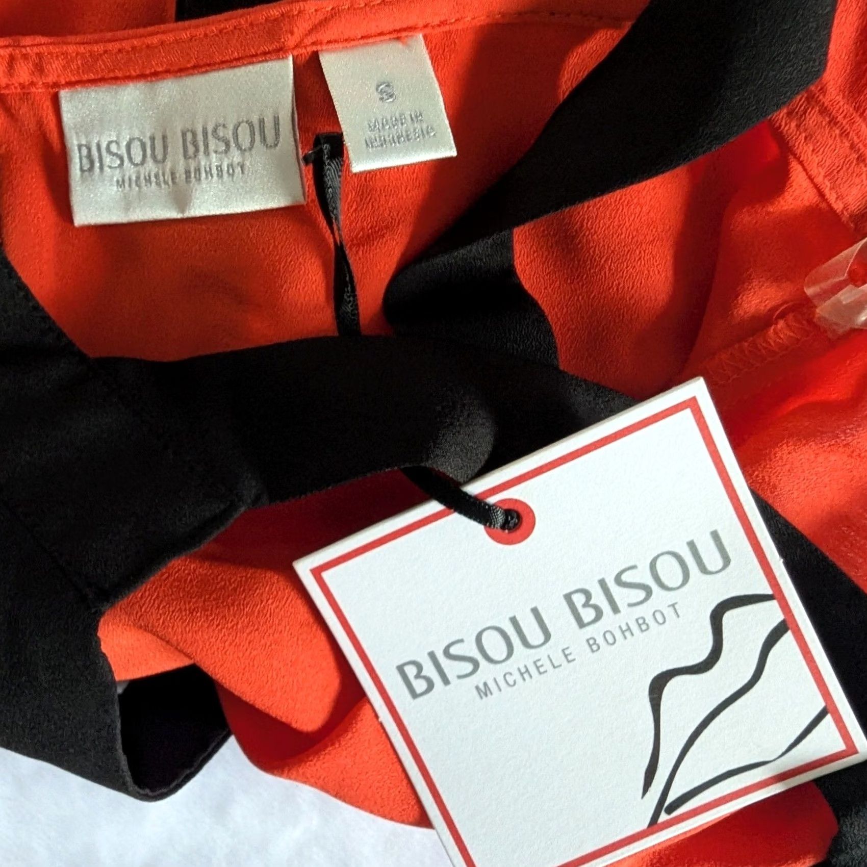 Vintage Bisou Bisou Red Orange Black Strappy Lattice Tank Women's S Size S / US 4 / IT 40 - 5 Thumbnail