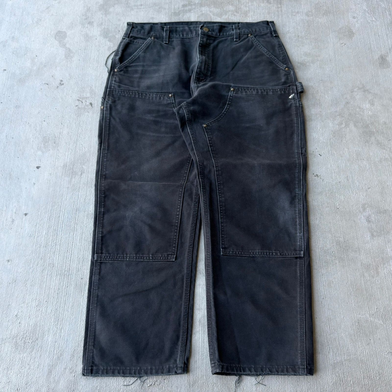 Carhartt × Vintage Carhartt faded black double knee work wear carpenter pants Size US 35 - 1 Thumbnail
