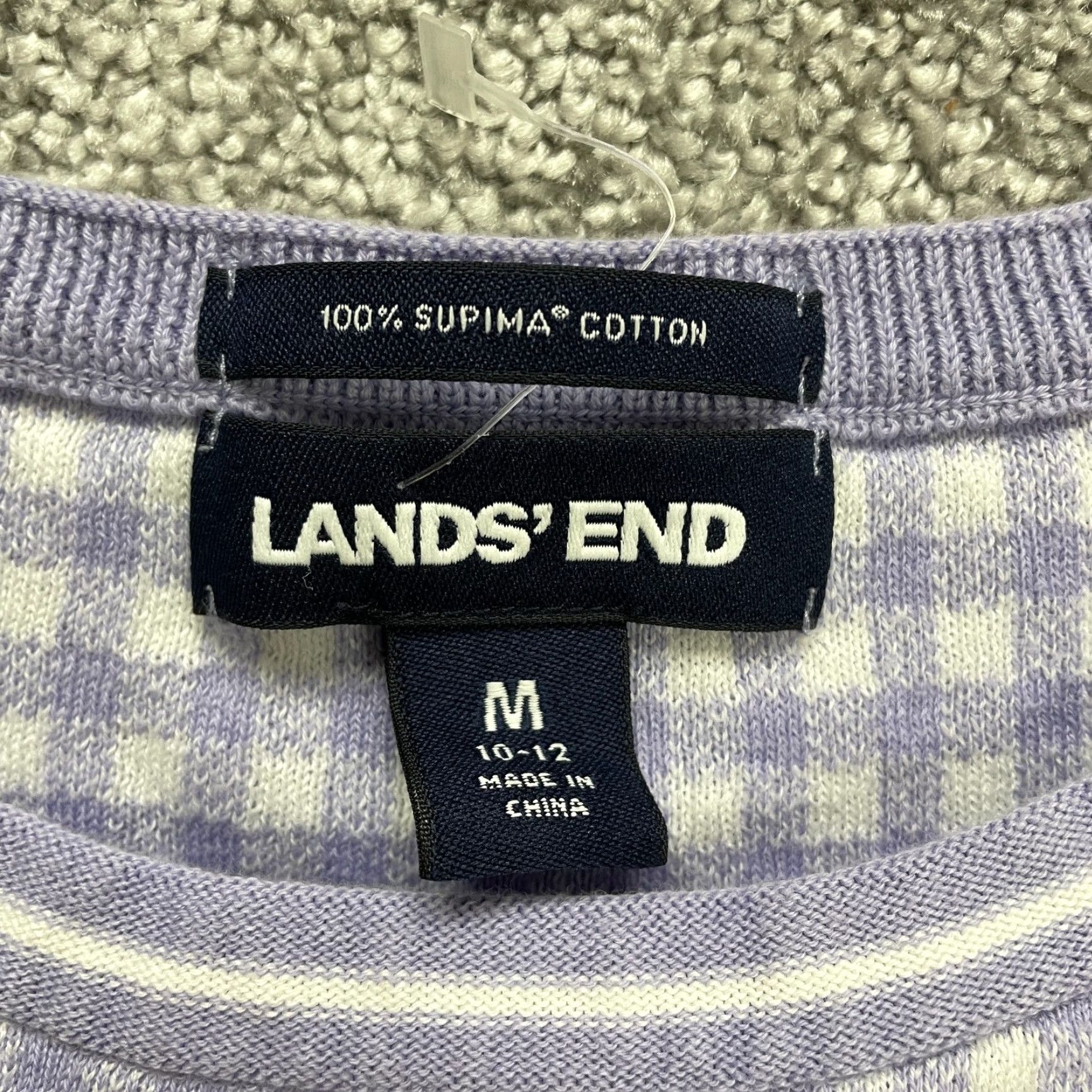 Lands' End Lands' End Sweater Women's Medium Purple Check Pullover Long Sleeve Size M / US 6-8 / IT 42-44 - 4 Thumbnail