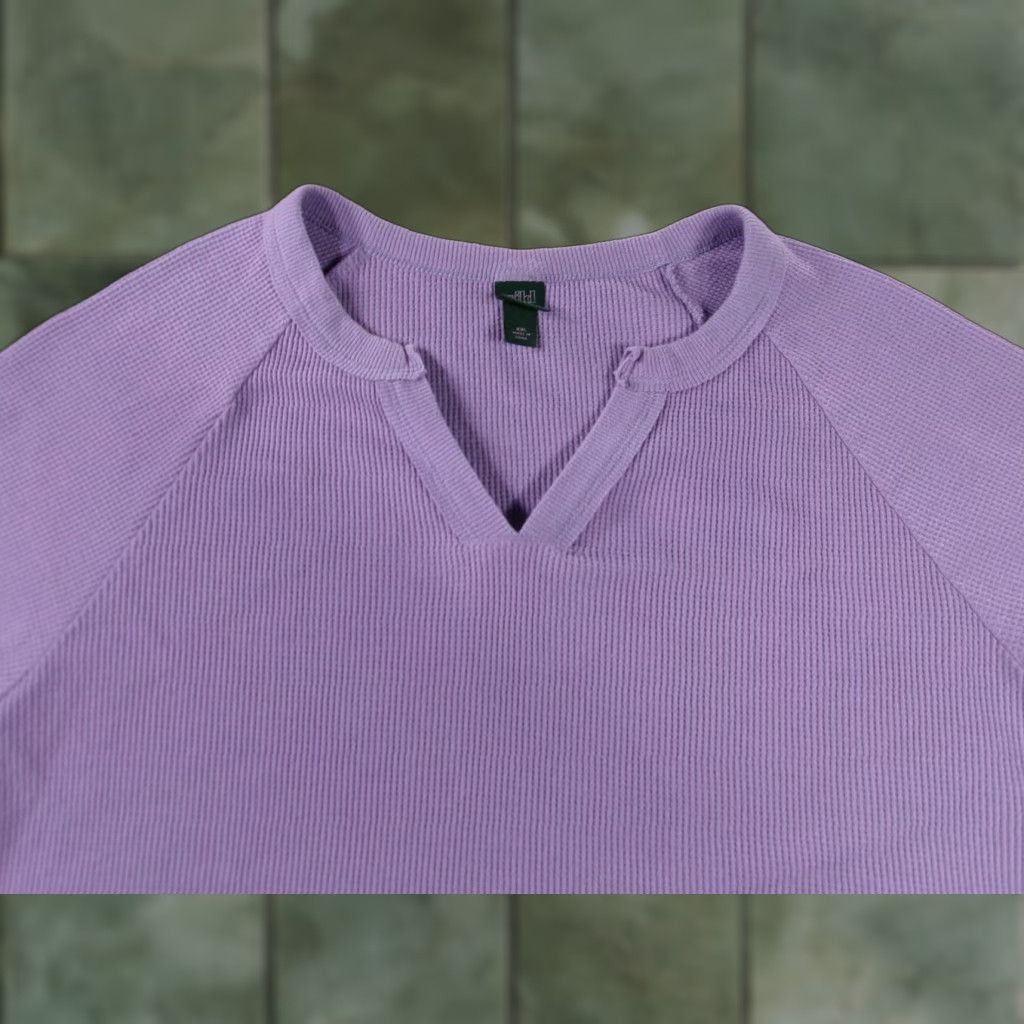 Vintage Wild Fable Purple Cropped Long Sleeve Thermal Top Womens 2XL V-Neck Raglan Sleeve Cotton Blend- Solid Shaped Lavender Purple Size XXL / US 16-18 / IT 52-54 - 1 Thumbnail