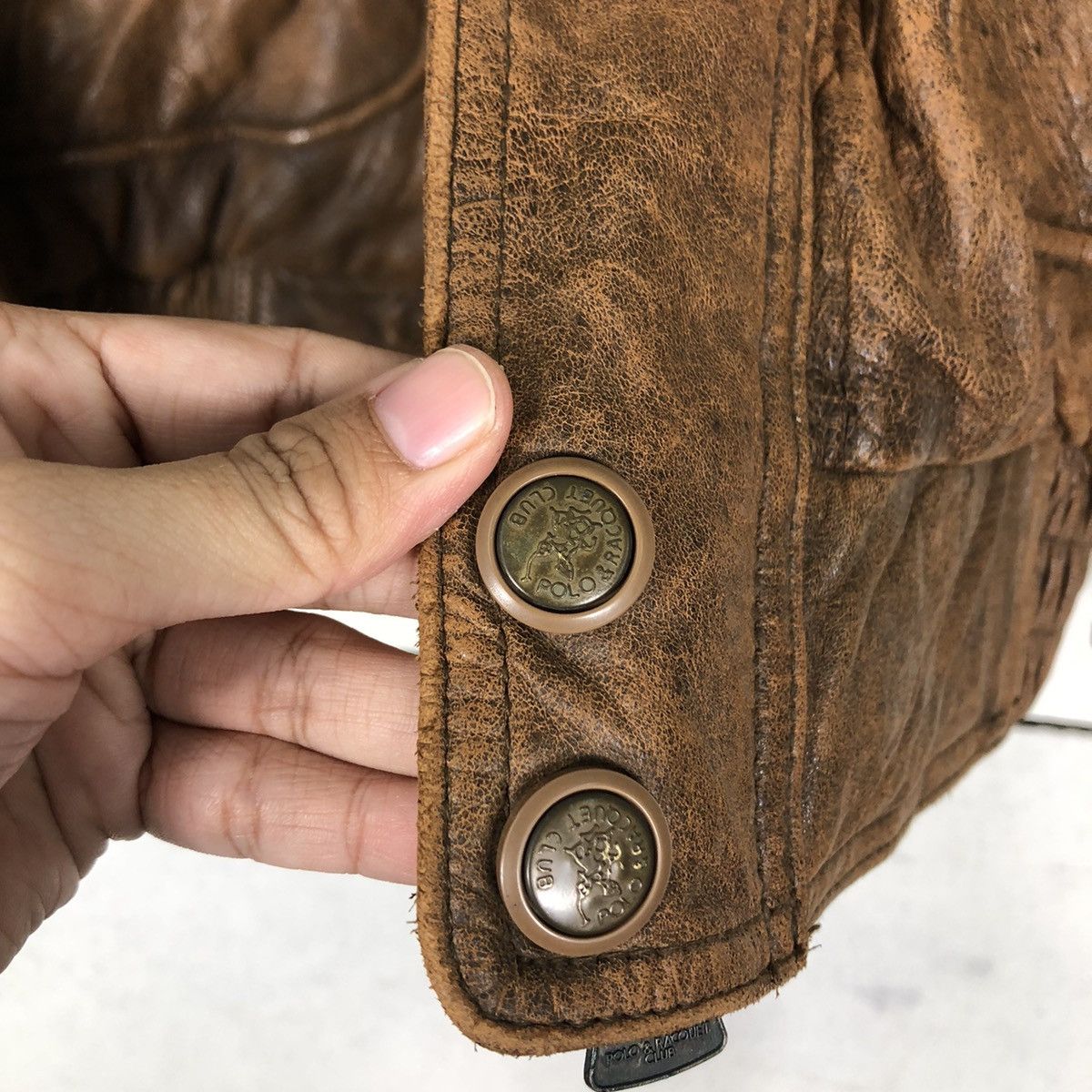Genuine Leather 🔥80’s Vintage Bomber Leather Jacket Santa Barbara Polo Club Size US L / EU 52-54 / 3 - 14 Thumbnail