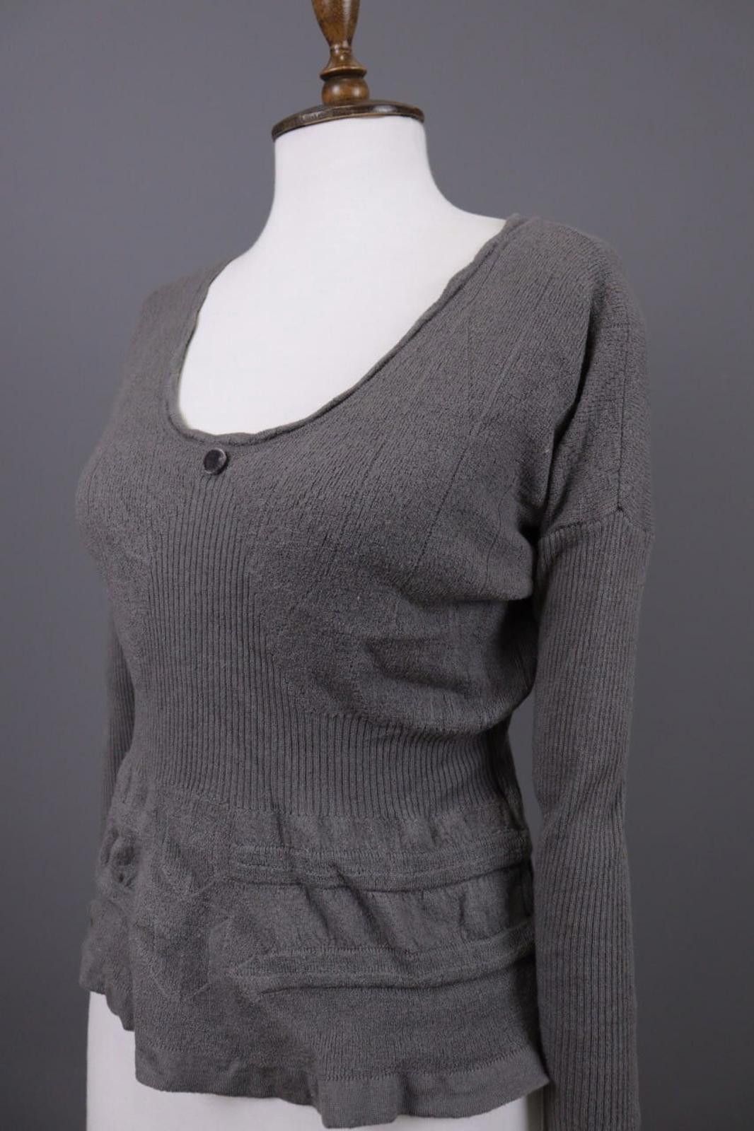 Designer High Use Gray Relaxed Wool Asymmetrica Blouse Top Size S Size S / US 4 / IT 40 - 7 Thumbnail