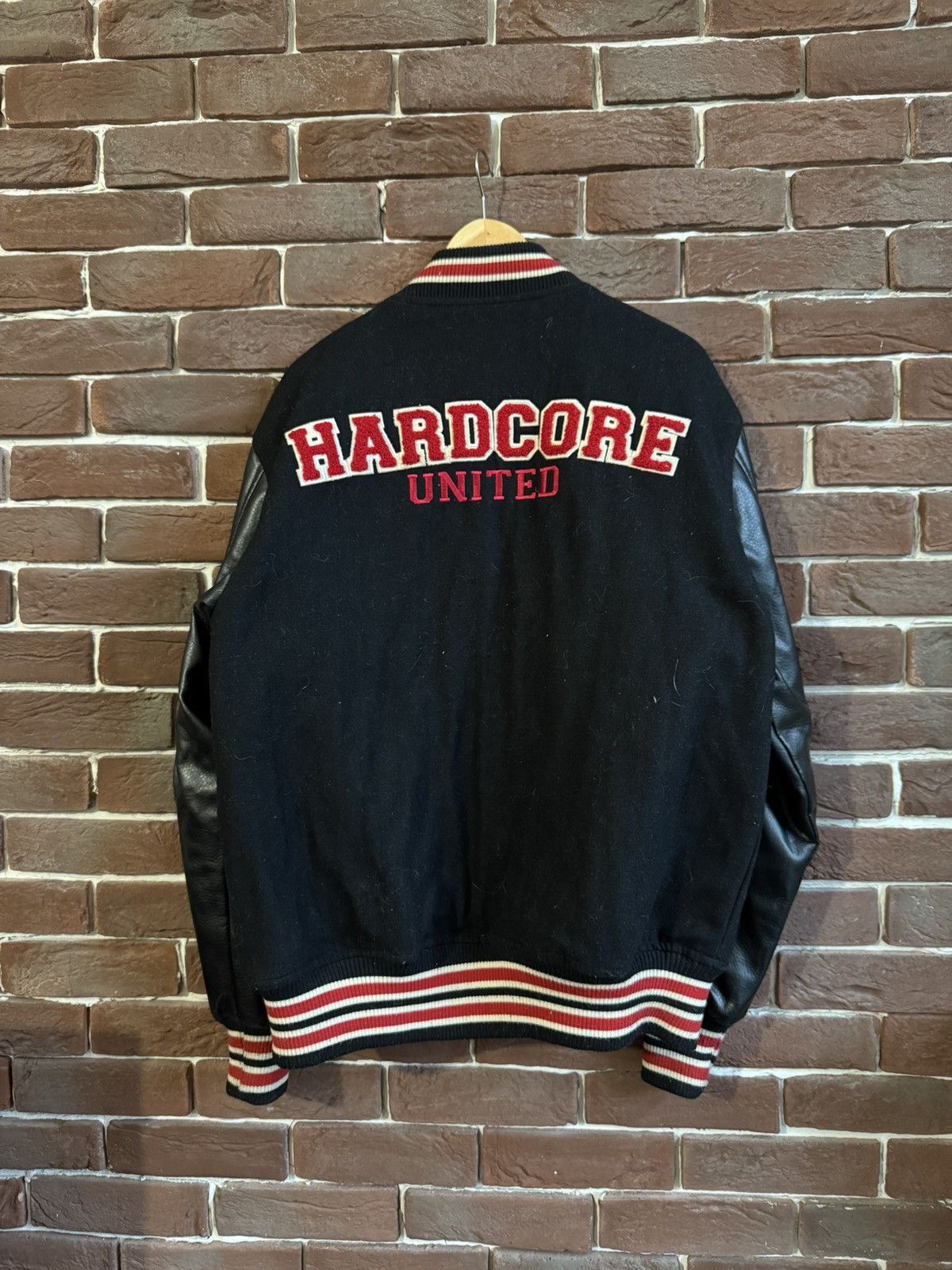 Vintage Rare Hardcore United Varsity Bomber Jacket Gabber L Black Size US L / EU 52-54 / 3 - 2 Thumbnail