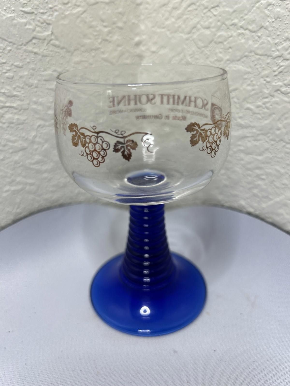 Designer Schmitt Söhne Wine Glass Germany Cobalt Blue Stem Rare Size ONE SIZE - 2 Thumbnail