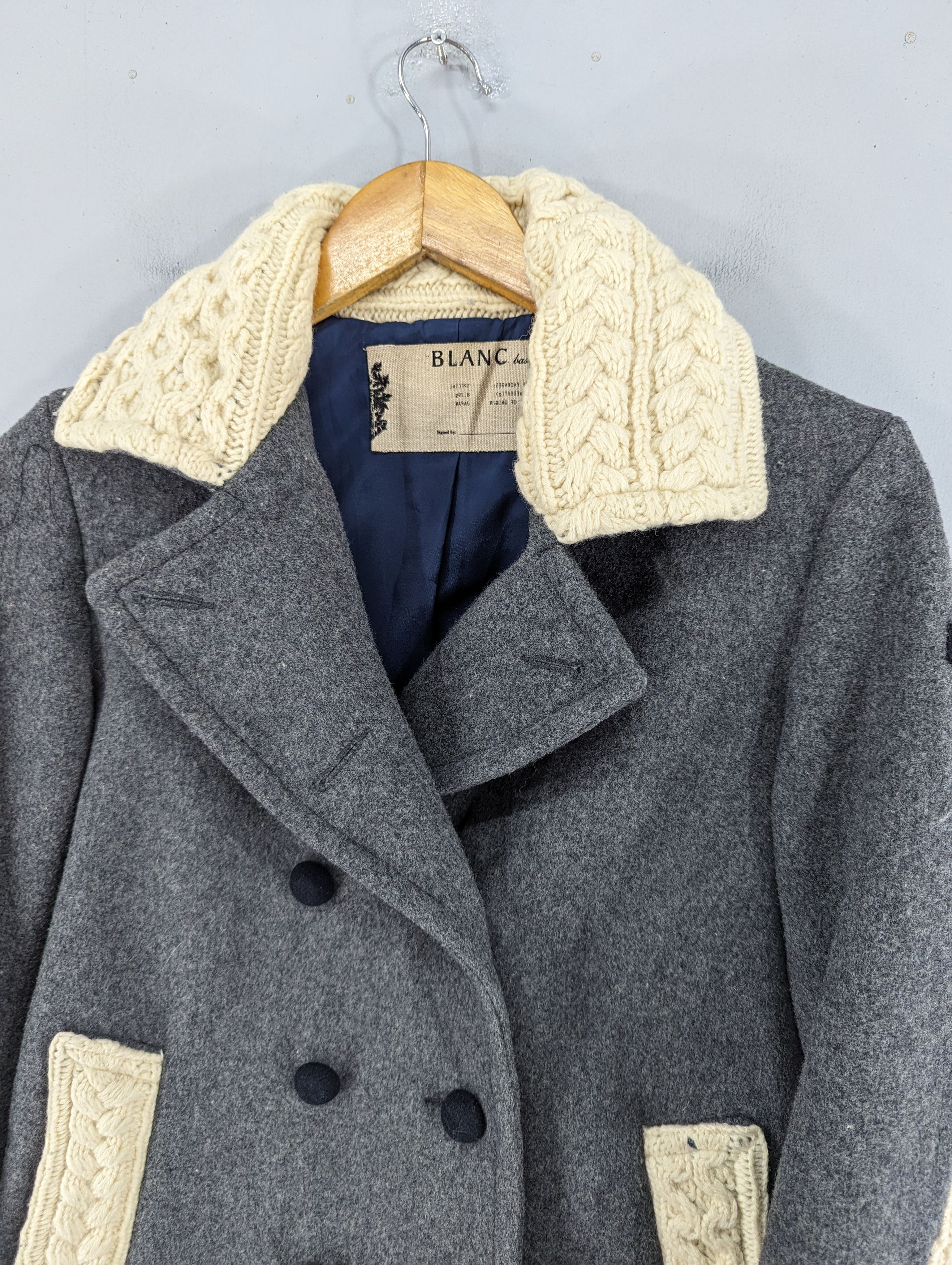 Designer Blanc Basque Wool/Cable Knit Double Breasted Coat Jacket Size XS / US 0-2 / IT 36-38 - 9 Thumbnail