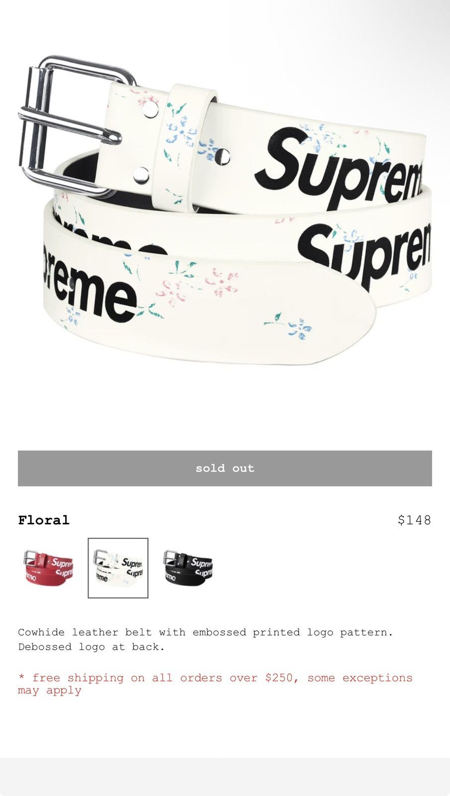 Supreme Repeat Leather Belt Floral 白 ベルト Supreme Repeat Leather Belt Floral ベルト 白 シュプリーム リピート