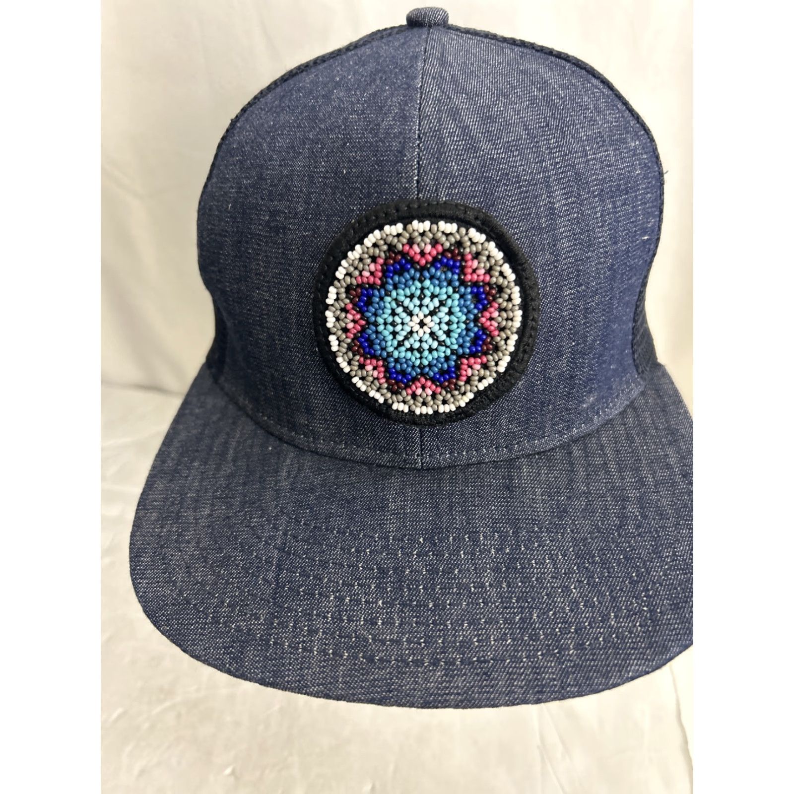 Denime VINTAGE Denim Trucker Hat Beaded South West Adjustable Womens Blue Size ONE SIZE - 4 Thumbnail