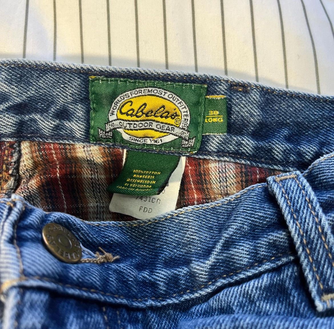 Cabelas × Vintage 36x30 Cabelas Flannel Lined Heavyweight Baggy Jeans Size US 36 / EU 52 - 6 Thumbnail