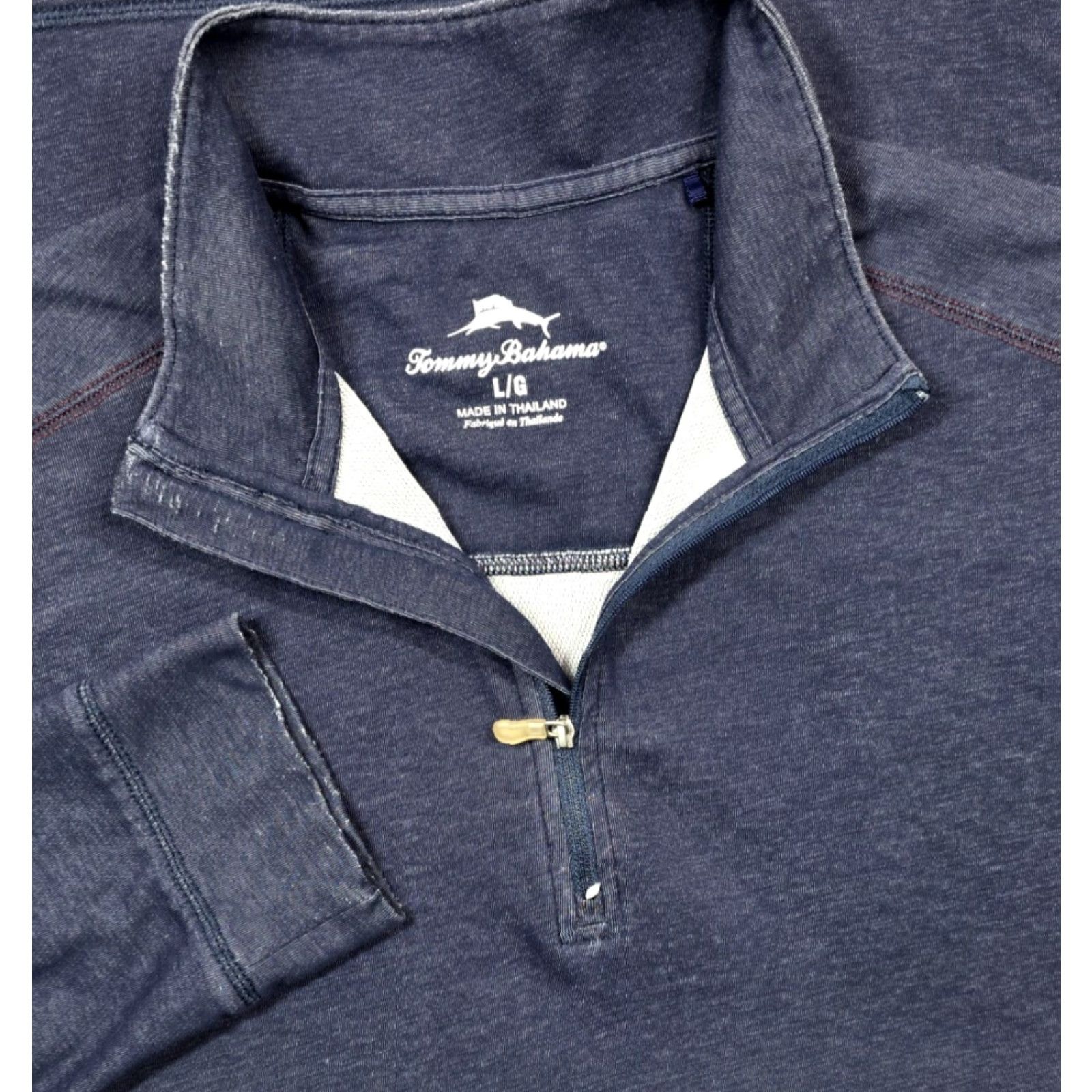 Tommy Bahama Tommy Bahama Polo Shirt L Blue 1/4 Zip Long-Sleeve Knit Stretch Regular Mens Size US L / EU 52-54 / 3 - 2 Thumbnail