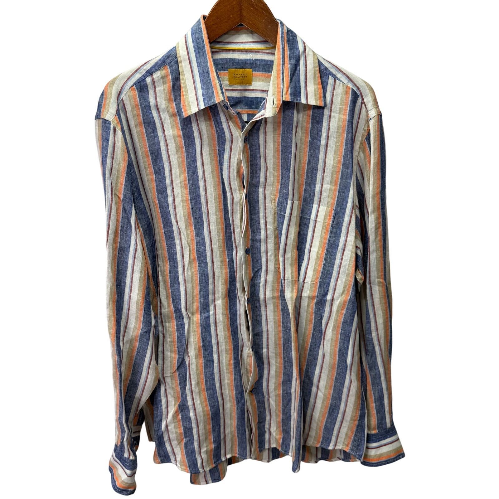 Robert Talbott Robert Talbott Men's Shirt L Linen Long Sleeve Casual #G706 Size US L / EU 52-54 / 3 - 5 Thumbnail