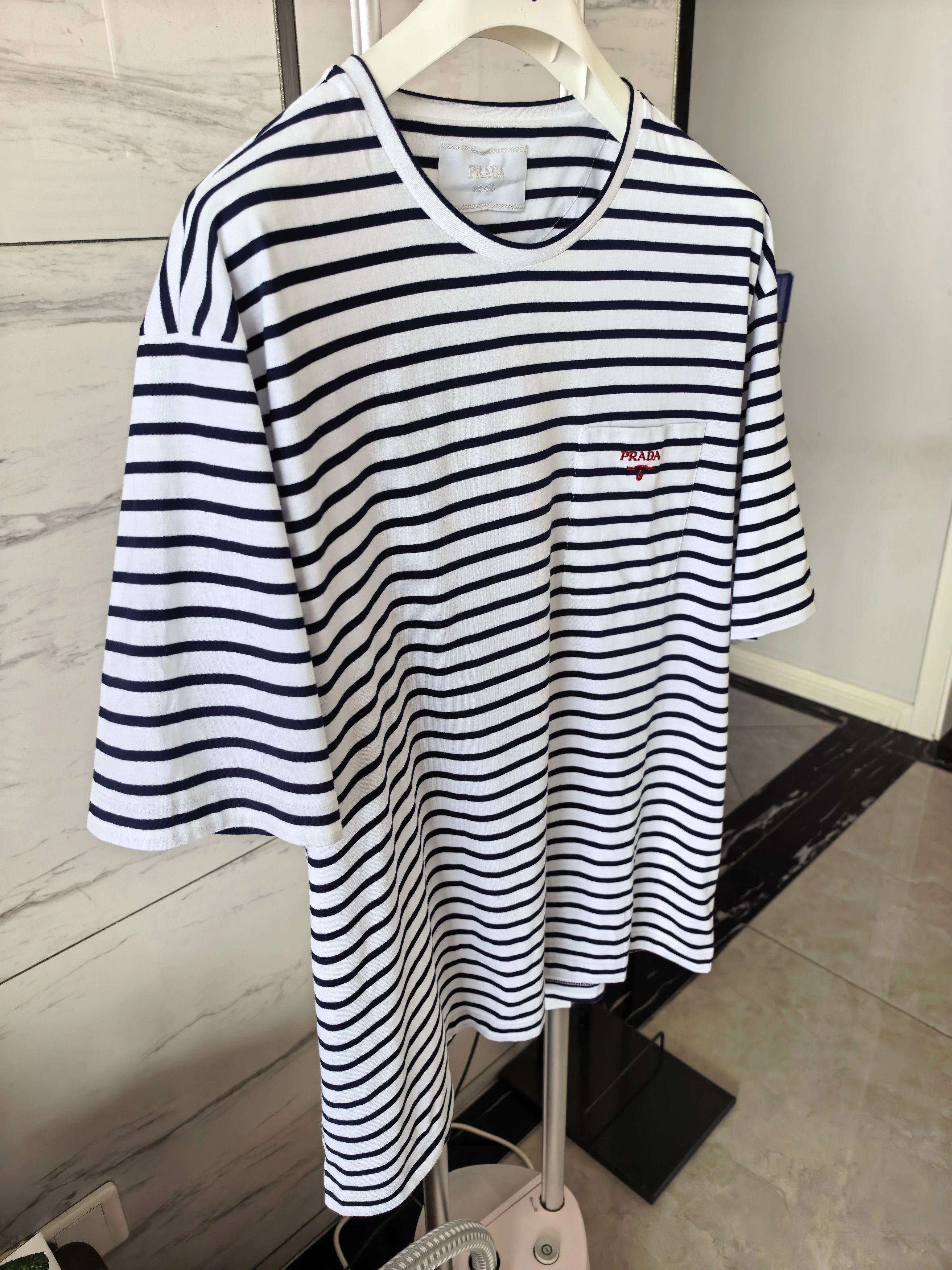 Prada Prada SS25 Striped Short Sleeve Tee XL Size US XL / EU 56 / 4 - 6 Thumbnail