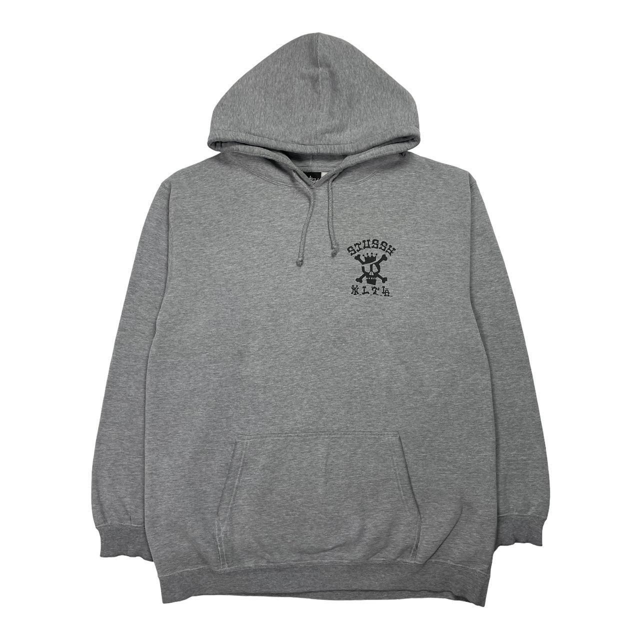 Stussy Vintage Stussy Skull Hoodie spell out logo pullover in grey