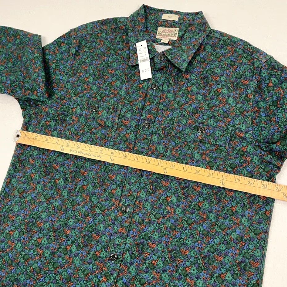 J.Crew J.CREW Midweight Flannel Button-Up Shirt Mens L Green Floral Corduroy Spring NEW Size US L / EU 52-54 / 3 - 4 Thumbnail