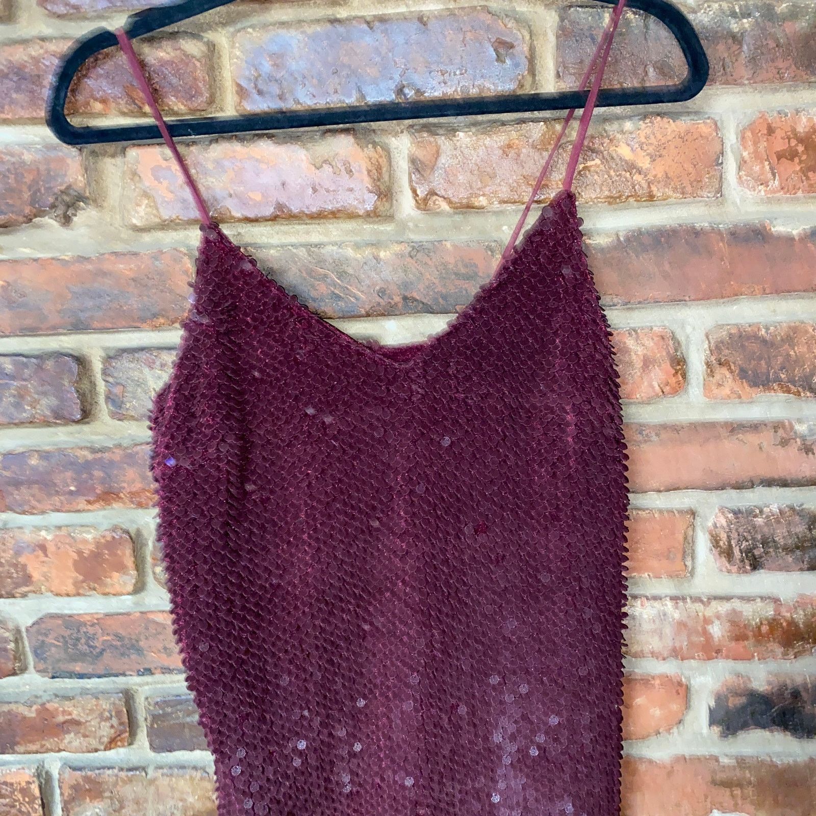 Other DO+BE Burgundy Velvet Sequined Mini Tank Slip Dress Small Size S / US 4 / IT 40 - 3 Thumbnail