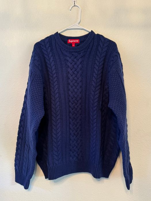 Supreme Supreme Applique Cable Knit Sweater Black Size Large FW23
