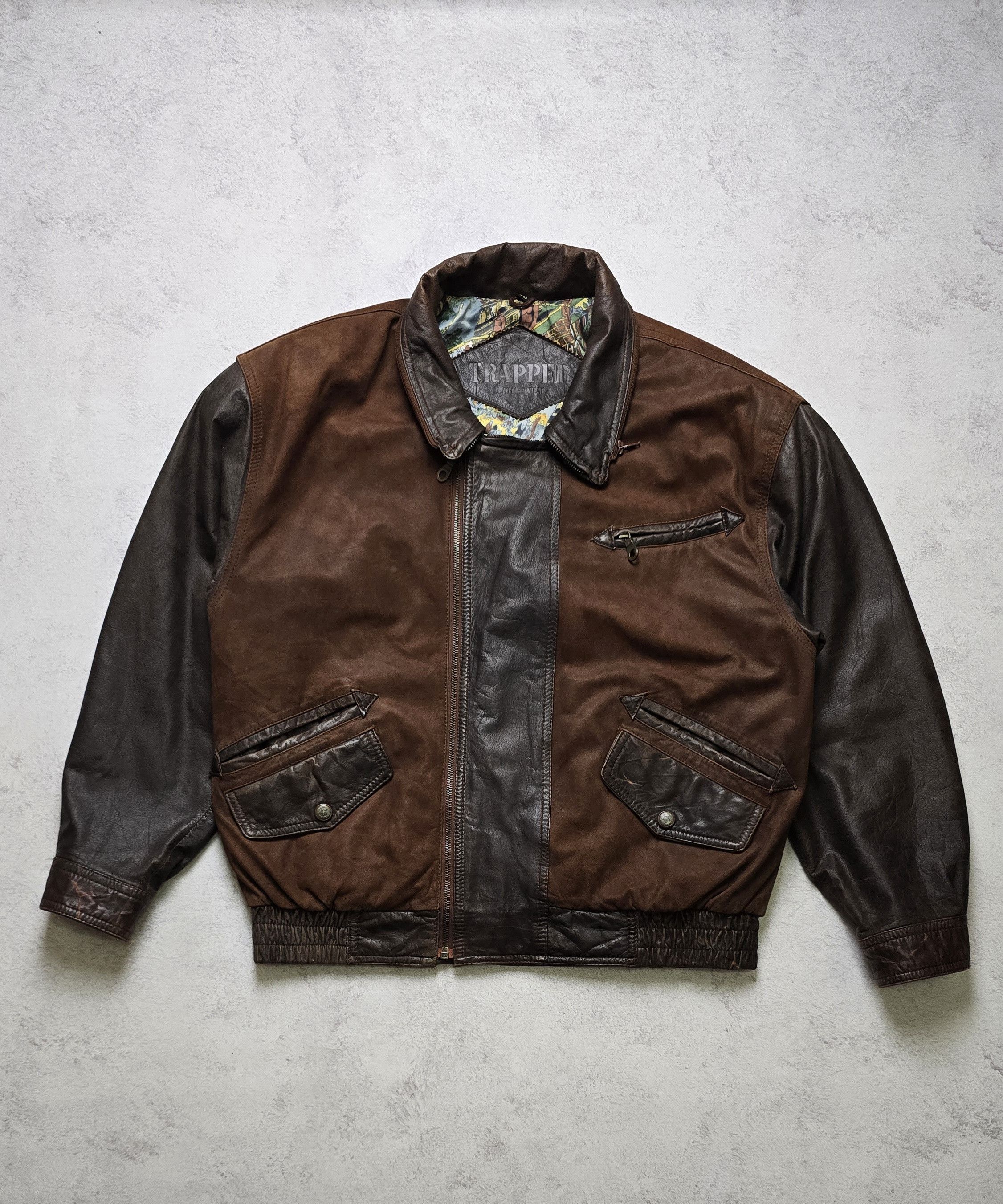 Chevignon VTG Leather Bomber Jacket Brown Bahamas Lining Aviator Heavy Size US L / EU 52-54 / 3 - 1 Thumbnail