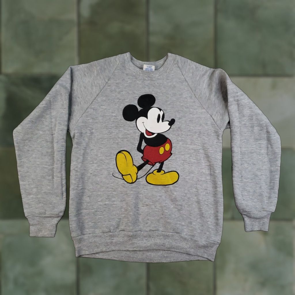 Disney VINTAGE Disney Mickey Mouse Sweatshirt Womens Medium Gray 80s Cartoon Crew Neck Logo USA Size M / US 6-8 / IT 42-44 - 1 Thumbnail