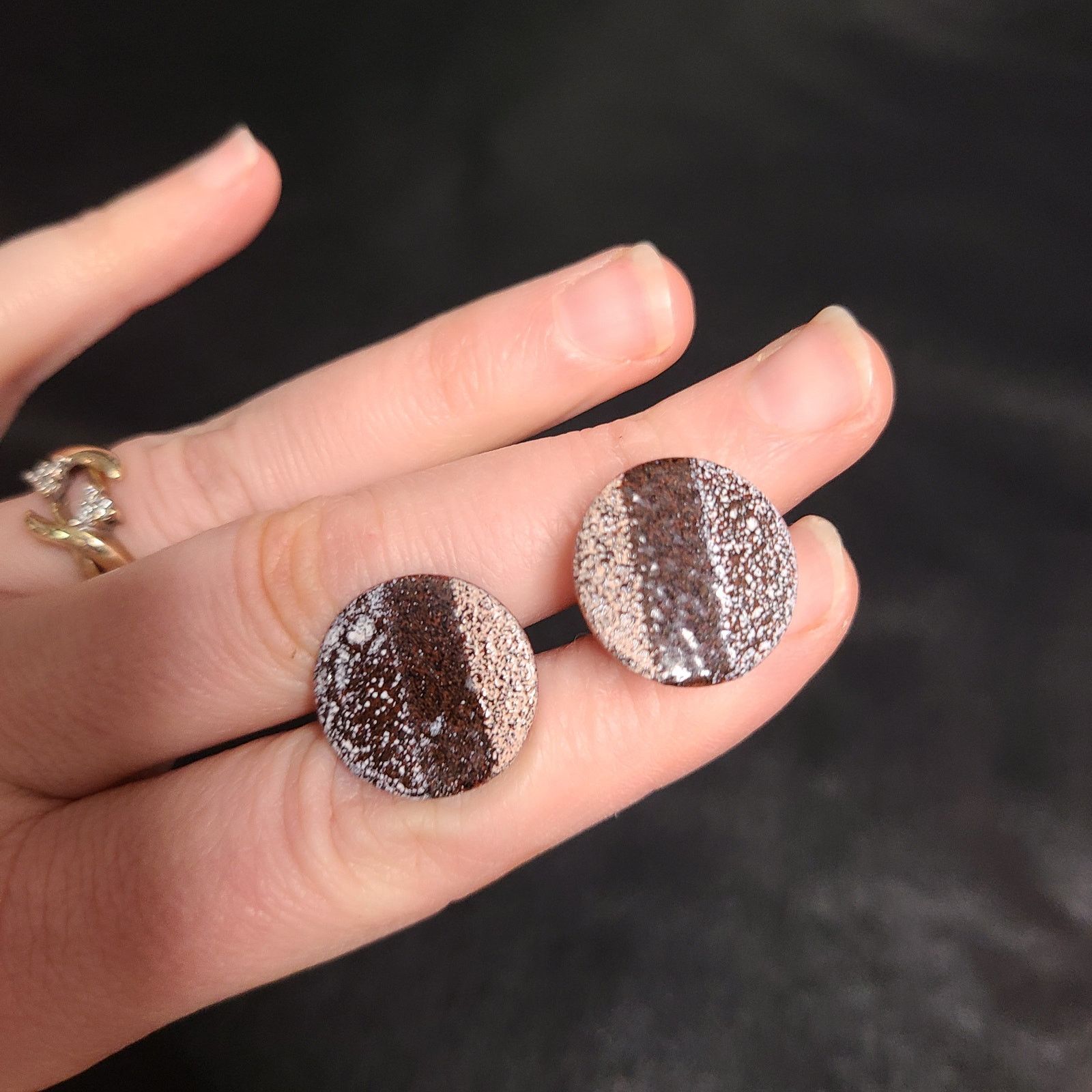 Vintage Vintage mid-century striped brown marbled resin cufflinks Size ONE SIZE - 2 Thumbnail