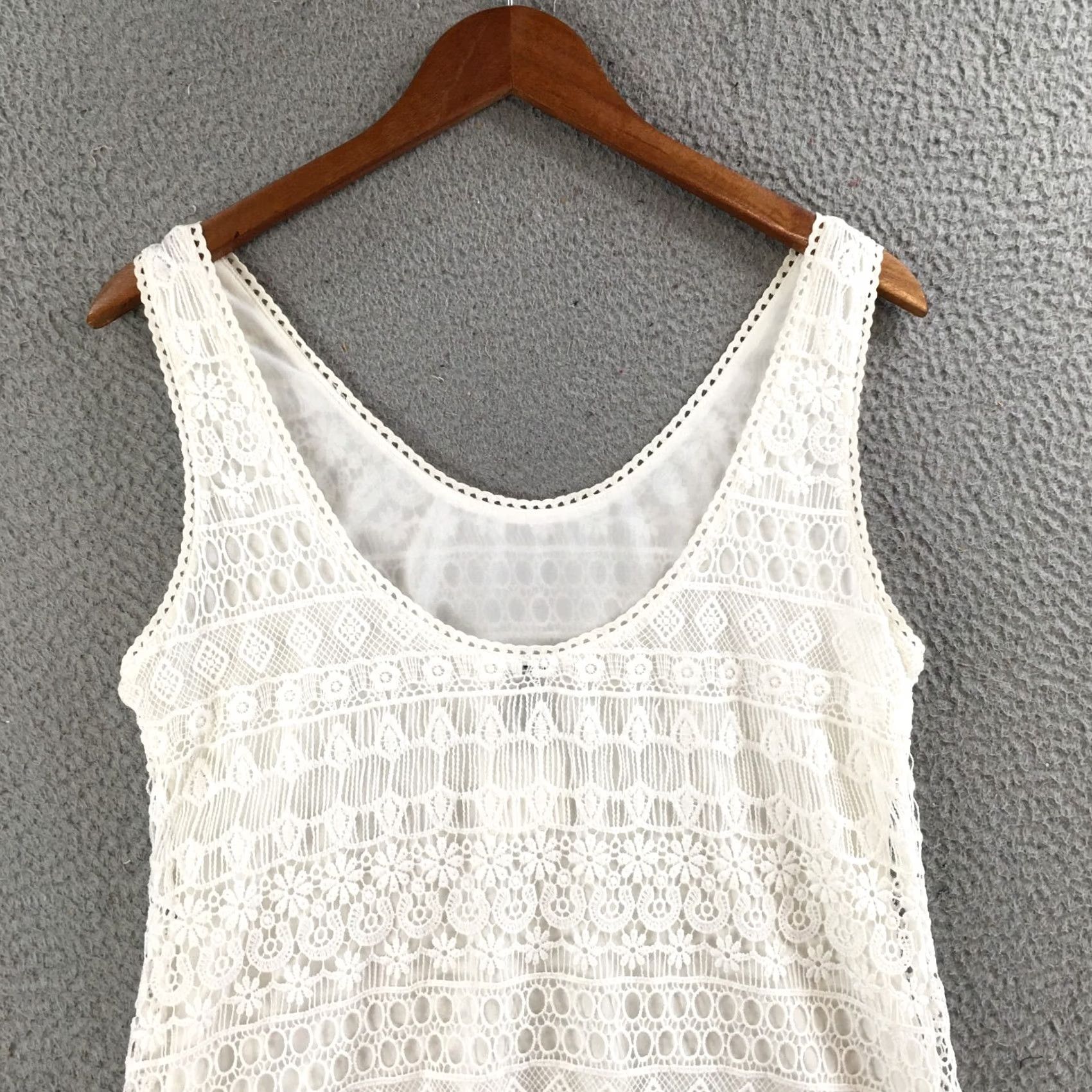 H&M H&M Crochet Mini Cover-Up Dress Womens 12 Sleeveless Scoop Neck Sheer White NEW Size XL / US 12-14 / IT 48-50 - 2 Thumbnail