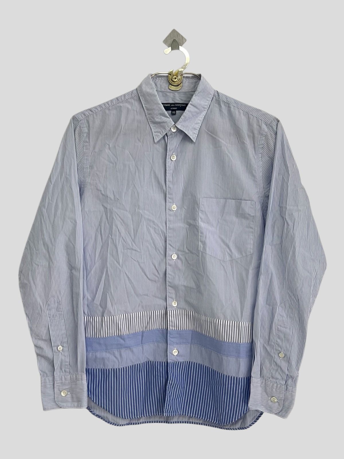 Comme des Garcons Homme FW18 Comme des Garçons Homme Patchwork Twill Striped Shirt Size US S / EU 44-46 / 1 - 1 Thumbnail