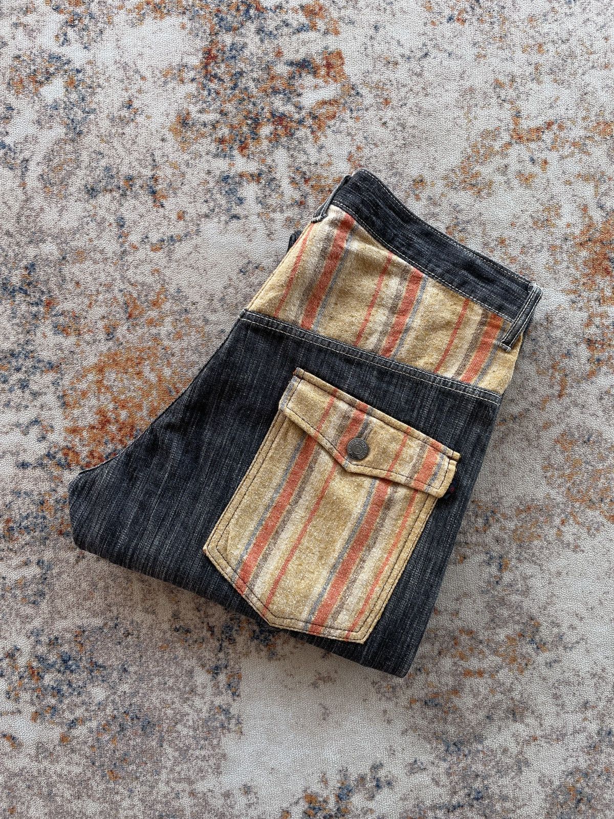 Japanese Brand WILD KHAKIS PATCHWORK JEANS Size US 33 - 1 Thumbnail
