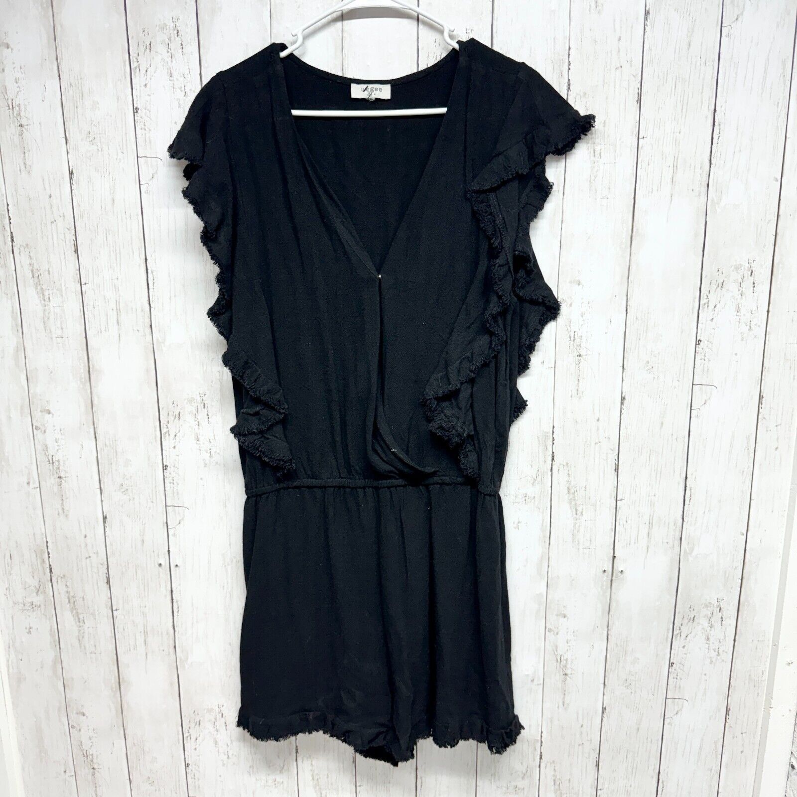 Other Umgee Romper Size L Black Cotton Ruffled Beach Lighweight Size 32" / US 10 / IT 46 - 1 Thumbnail