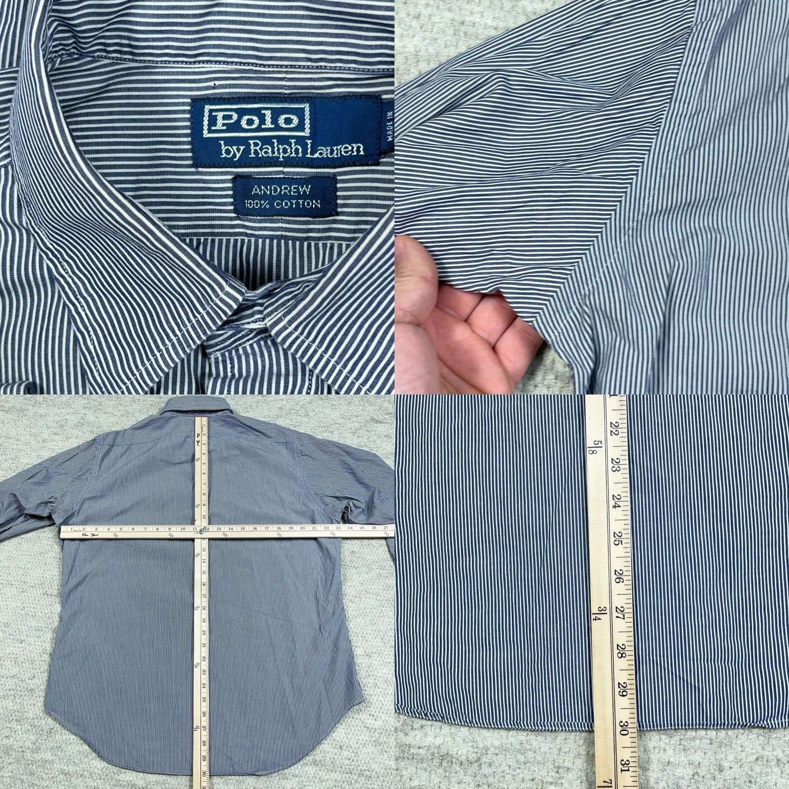 Polo Ralph Lauren Polo Ralph Lauren Shirt Men Large Blue Pinstripe Button Up Dress Andrew 16 32 * Size 42R - 8 Thumbnail